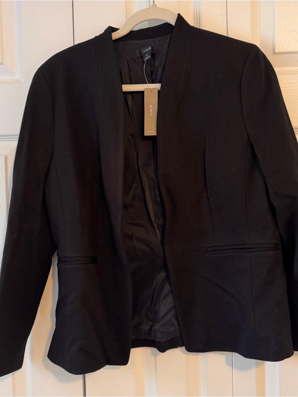J. Crew Black Open-Front Collarless Blazer
